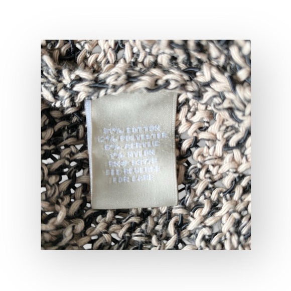 Joan Vass โฆ Cozy Longline Textured Knit Cardigan Sweater โฆ Marled Black Cream โฆ - Picture 8 of 16